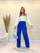 IN FASHION Calça feminina plissado Pantalona plissado Calça Feminina Novo