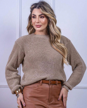 Blusa Feminina de Tricot Katy com Manga Bufante | Elegância e Conforto para o Inverno
