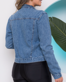 Jaqueta jeans feminina Clássica 100% algodão - Maísa