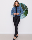 Jaqueta jeans feminina Clássica 100% algodão - Maísa