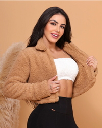 Casaquinho teddy feminino pelucia dentro e fora