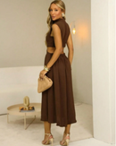 Vestido Midi Boho Chik Marrom Manga Japonesa Mary