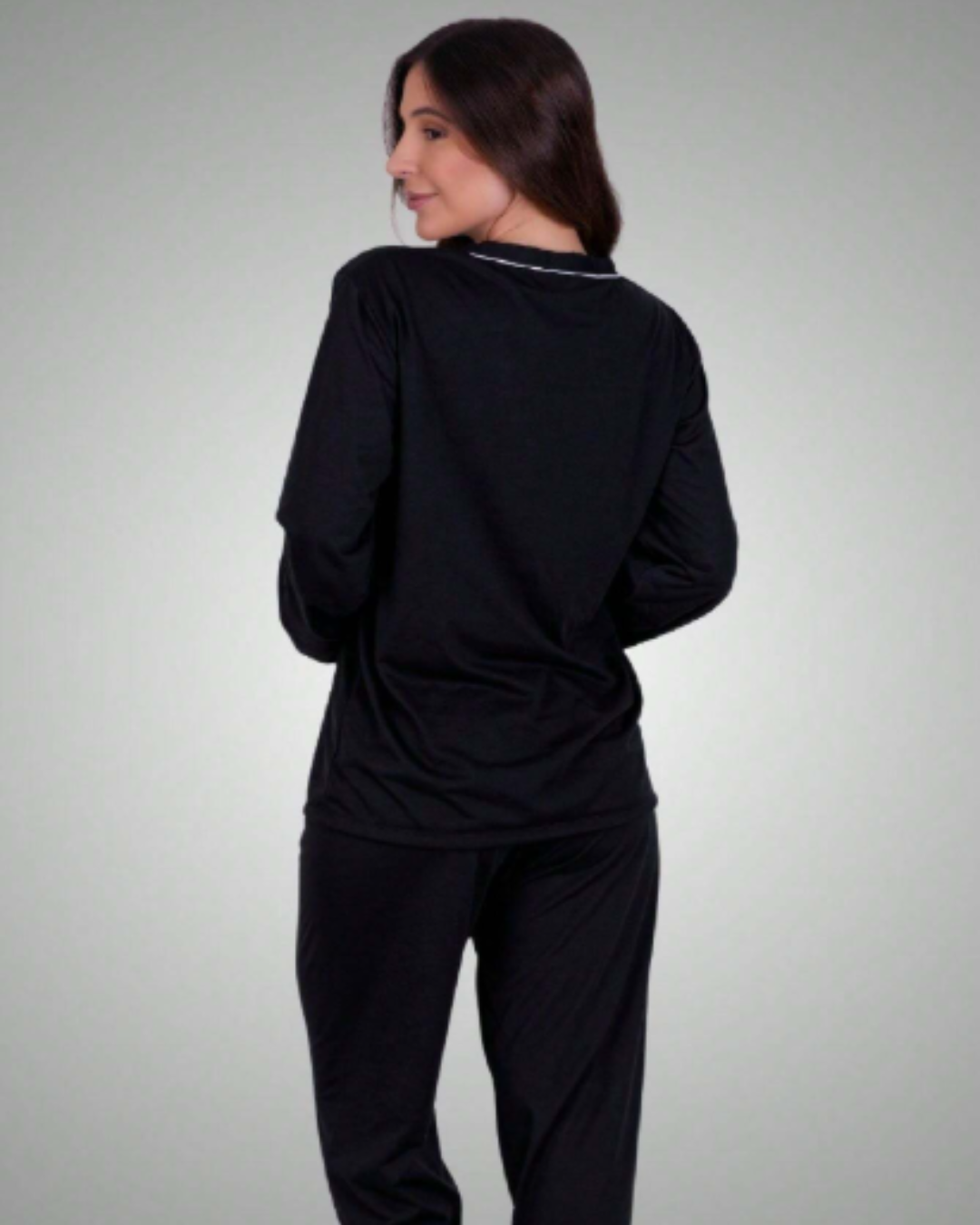 Pijama Americano Feminino Inverno | Manga Longa e Calça Confortável para Noites Frias