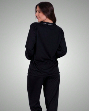 Pijama Americano Feminino Inverno | Manga Longa e Calça Confortável para Noites Frias