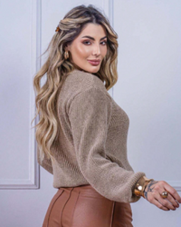 Blusa Feminina de Tricot Katy com Manga Bufante | Elegância e Conforto para o Inverno