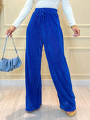 IN FASHION Calça feminina plissado Pantalona plissado Calça Feminina Novo