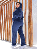 Conjunto Feminino Plus Size Plush Capuz Inverno Agasalho Calça