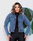 Jaqueta jeans feminina Clássica 100% algodão - Maísa