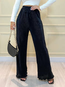 IN FASHION Calça feminina plissado Pantalona plissado Calça Feminina Novo