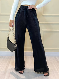 IN FASHION Calça feminina plissado Pantalona plissado Calça Feminina Novo