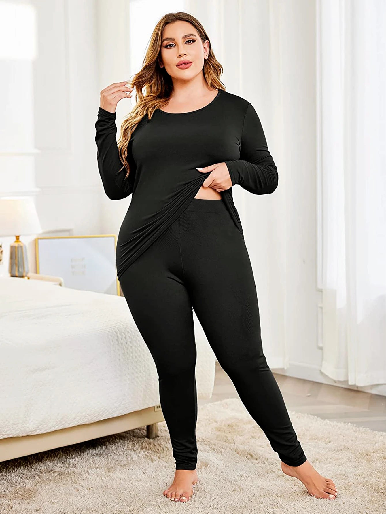Vendedor IndicadoConjunto Frio Segunda Pele Forrado Peluciado Blusa + Calça Plus Size Kit Térmico Flanelado Proteção Inverno