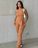 Conjunto Feminino Canelado Tomara Que Caia Com Bojo - Mel