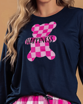 Pijama Feminino Inverno Urso Xadrez | Quentinho, Estiloso e Confortável para Dias Frios