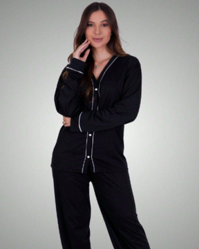 Pijama Americano Feminino Inverno | Manga Longa e Calça Confortável para Noites Frias