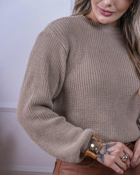 Blusa Feminina de Tricot Katy com Manga Bufante | Elegância e Conforto para o Inverno