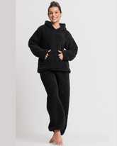 Pijama Feminino Inverno Teddy Flanelado | Capuz, Bolso e Conforto Total
