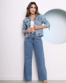 Jaqueta jeans feminina Clássica 100% algodão - Maísa