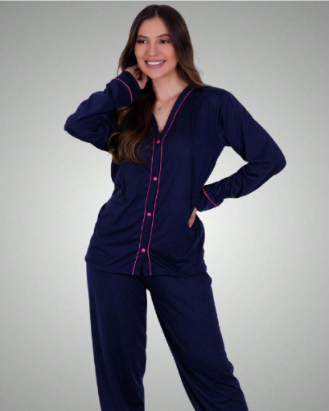 Pijama Americano Feminino Inverno | Manga Longa e Calça Confortável para Noites Frias