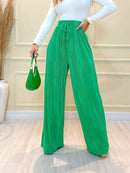 IN FASHION Calça feminina plissado Pantalona plissado Calça Feminina Novo