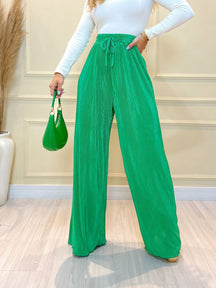 IN FASHION Calça feminina plissado Pantalona plissado Calça Feminina Novo