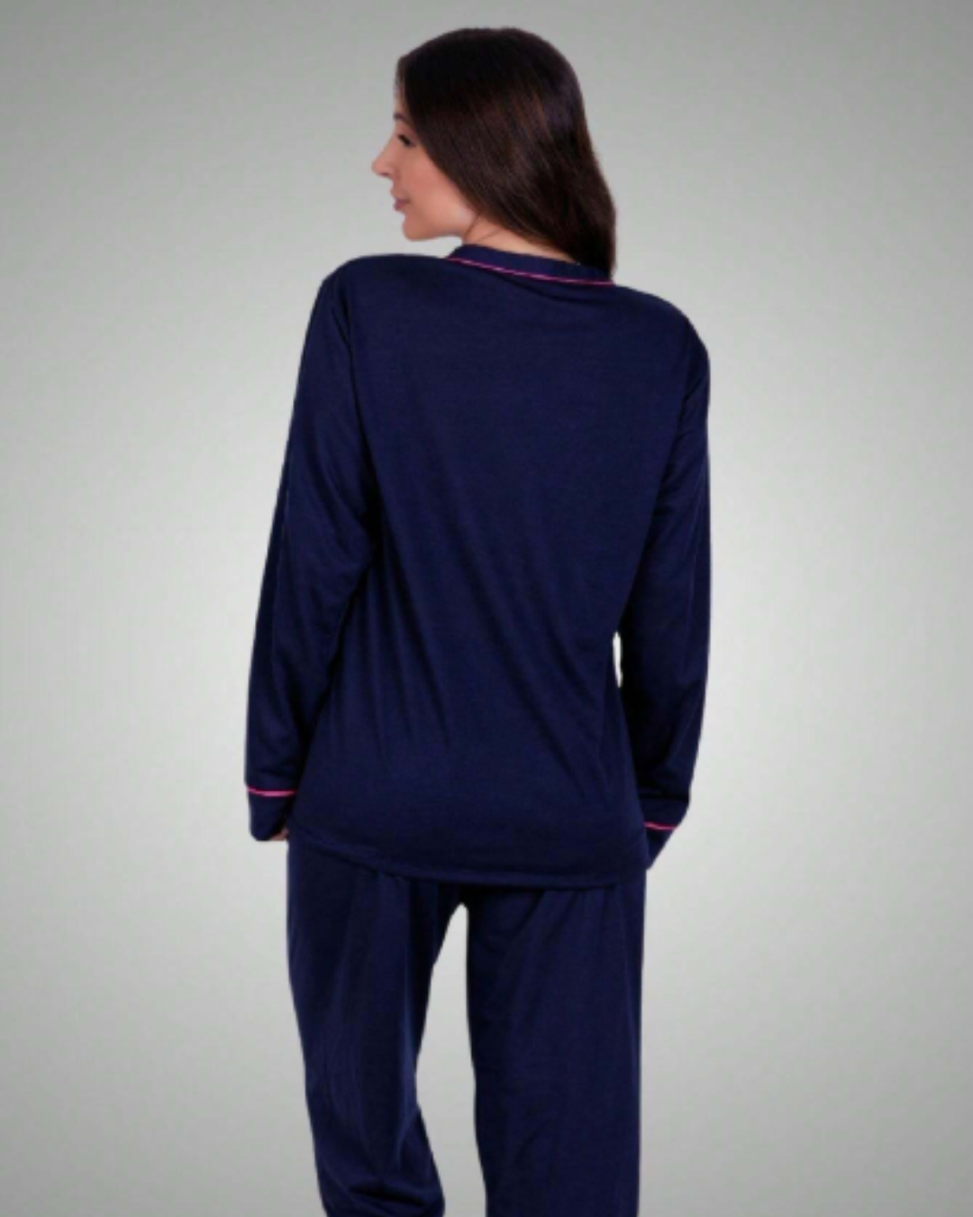 Pijama Americano Feminino Inverno | Manga Longa e Calça Confortável para Noites Frias