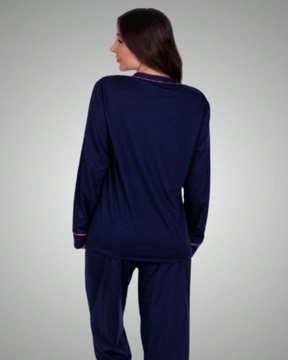 Pijama Americano Feminino Inverno | Manga Longa e Calça Confortável para Noites Frias