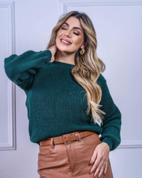 Blusa Feminina de Tricot Katy com Manga Bufante | Elegância e Conforto para o Inverno