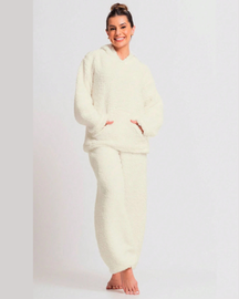 Pijama Feminino Inverno Teddy Flanelado | Capuz, Bolso e Conforto Total