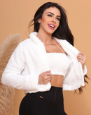 Casaquinho teddy feminino pelucia dentro e fora