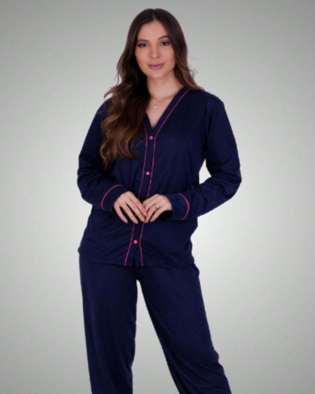 Pijama Americano Feminino Inverno | Manga Longa e Calça Confortável para Noites Frias