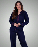 Pijama Americano Feminino Inverno | Manga Longa e Calça Confortável para Noites Frias