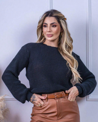 Blusa Feminina de Tricot Katy com Manga Bufante | Elegância e Conforto para o Inverno