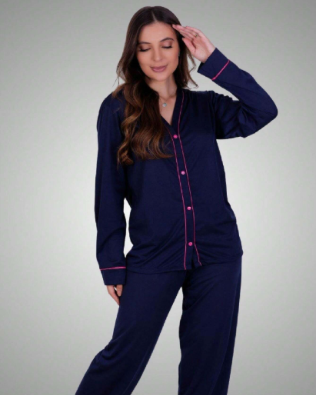 Pijama Americano Feminino Inverno | Manga Longa e Calça Confortável para Noites Frias