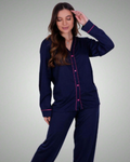 Pijama Americano Feminino Inverno | Manga Longa e Calça Confortável para Noites Frias