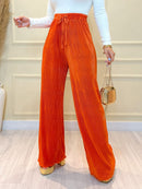 IN FASHION Calça feminina plissado Pantalona plissado Calça Feminina Novo