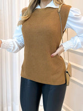 Blusa Colete Feminino em Tricot Sem Manga Marrom