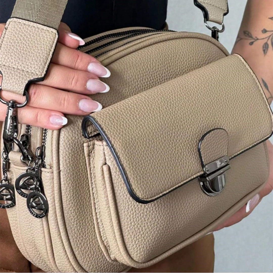 Bolsa Feminina Crossbody Pequena com Alça de Ombro Ajustável  Bege