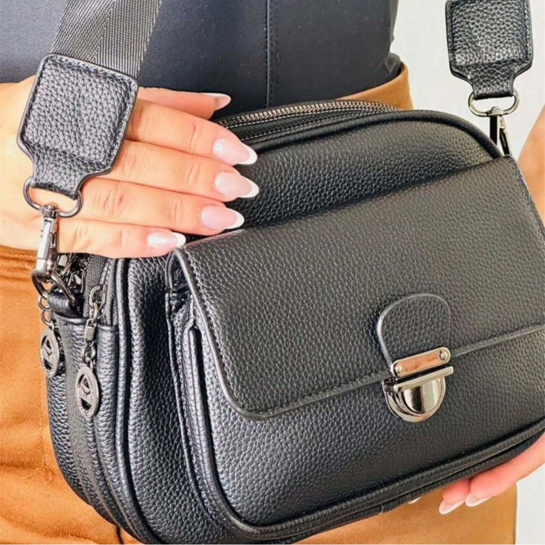 Bolsa Feminina Crossbody Pequena com Alça de Ombro Ajustável  Preta