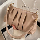 Bolsa Feminina de Ombro Tiracolo Plissada Bege