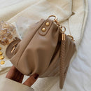 Bolsa Feminina de Ombro Tiracolo Plissada Bege