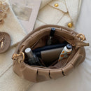 Bolsa Feminina de Ombro Tiracolo Plissada Bege