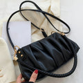 Bolsa Feminina de Ombro Tiracolo Plissada Preta