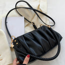 Bolsa Feminina de Ombro Tiracolo Plissada Preta