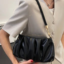Bolsa Feminina de Ombro Tiracolo Plissada Preta