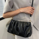 Bolsa Feminina de Ombro Tiracolo Plissada Preta