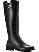 Bota Feminina Montaria Cano Alto Salto Baixo Bico Redondo e Tachas Preta