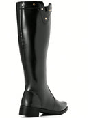 Bota Feminina Montaria Cano Alto Salto Baixo Bico Redondo e Tachas Preta