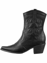 Bota Feminina Texana Salto Médio Cano Curto Confortável Preta