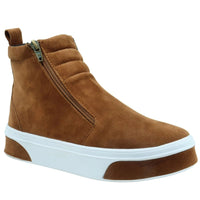 Botinha Feminina Casual em Camurça com Zíper Lateral Caramelo