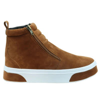 Botinha Feminina Casual em Camurça com Zíper Lateral Caramelo